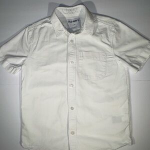 Old Navy Boys Medium (8) White Short Sleeve Button Down Shirt Cotton Casual